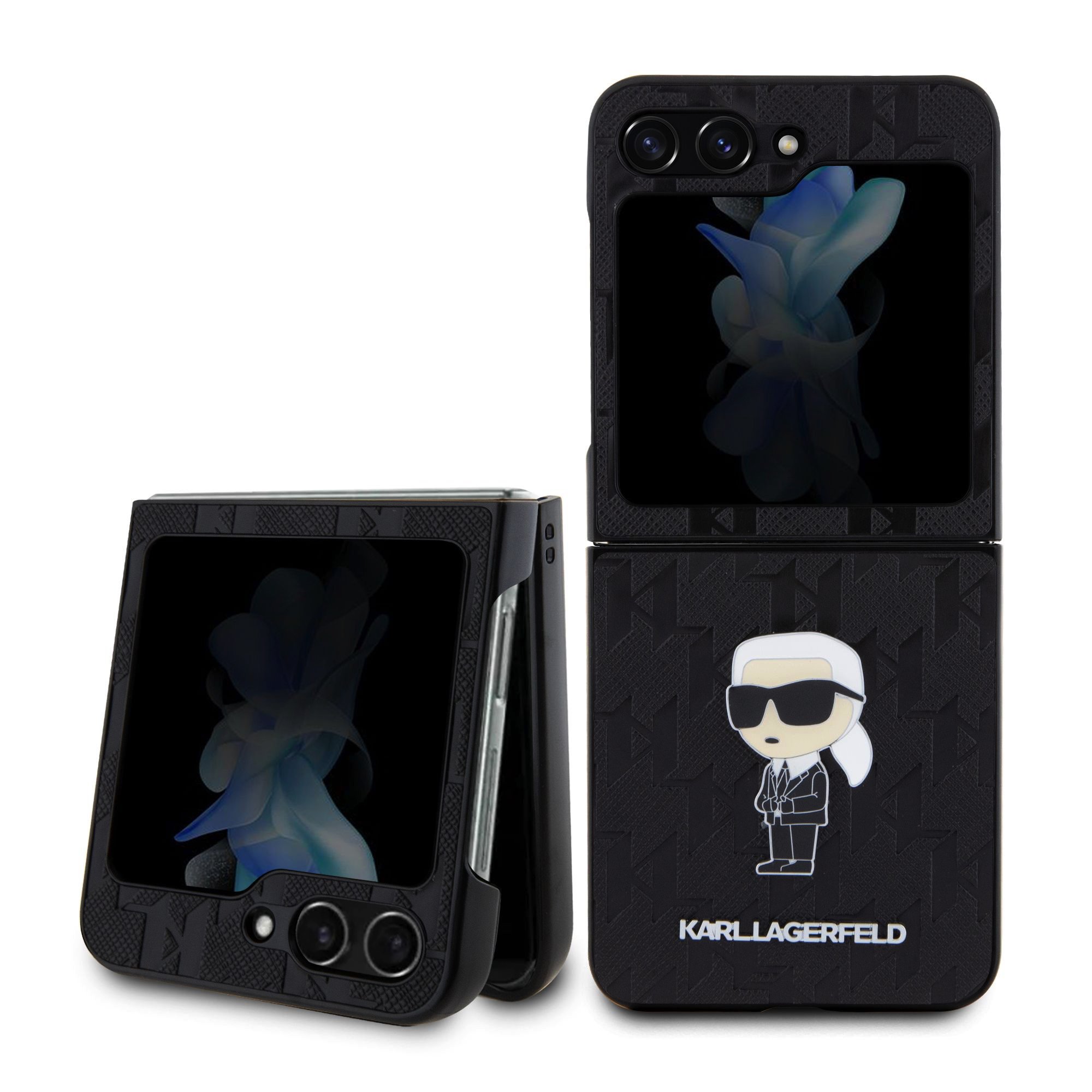 Samsung Galaxy Z Flip 5 Karl Lagerfeld PU Saffiano Monogram Ikonik NFT tok fekete (KLHCZF5SAPKINPK)