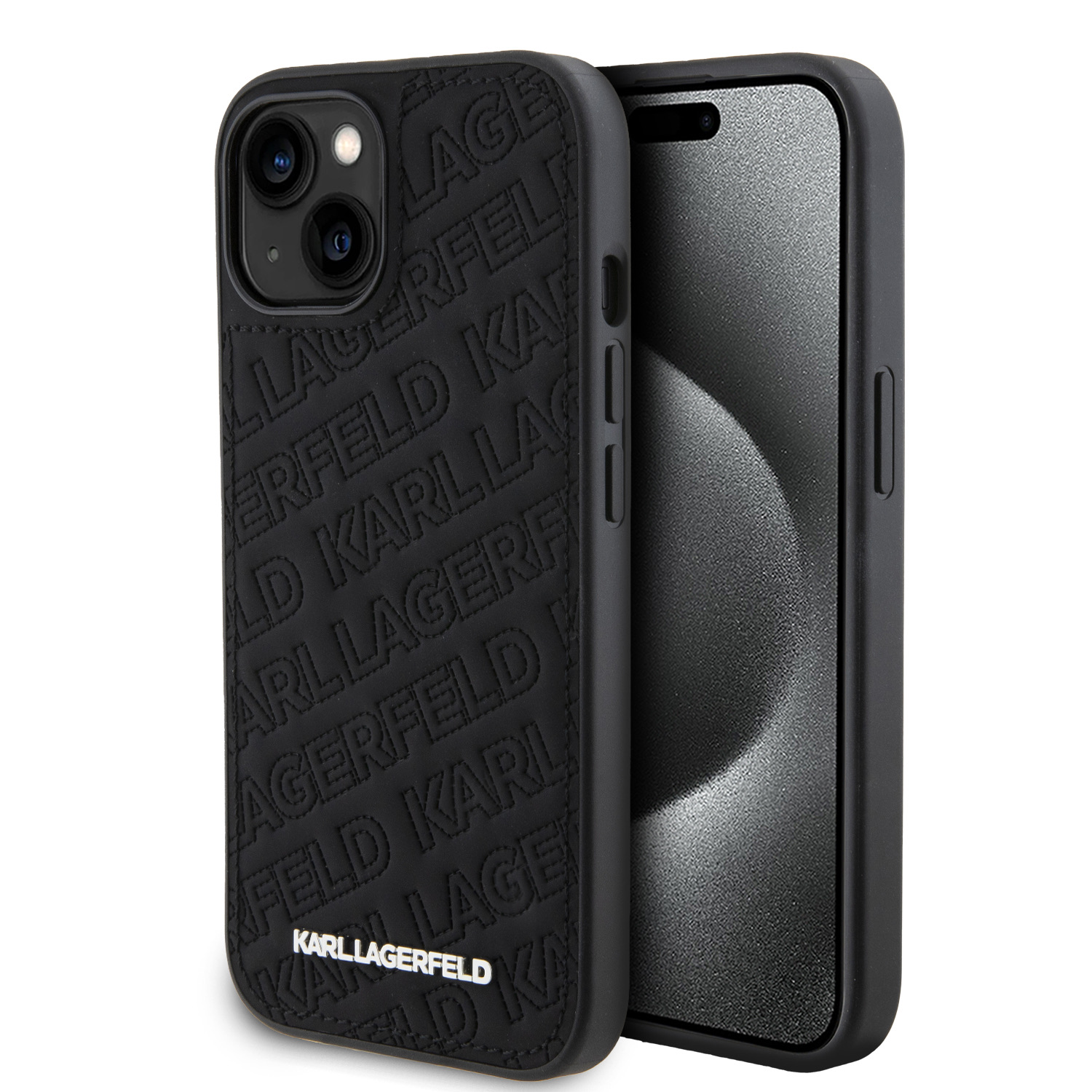 iPhone 15 Karl Lagerfeld PU Quilted Pattern tok fekete (KLHCP15SPQKPMK)