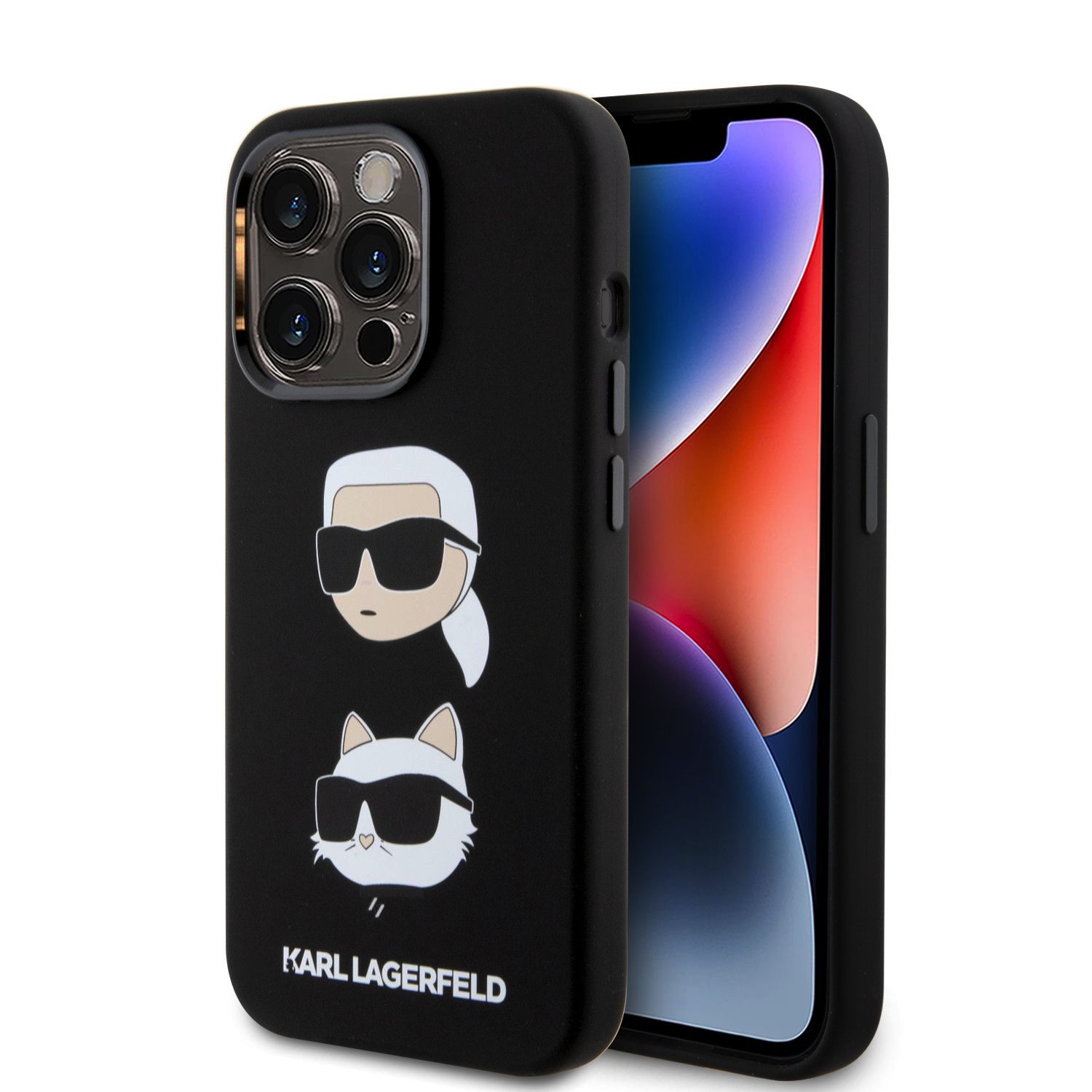 iPhone 15 Pro Max Karl Lagerfeld Liquid Silicone Karl and Choupette Heads tok fekete (KLHCP15XSDHKCNK)