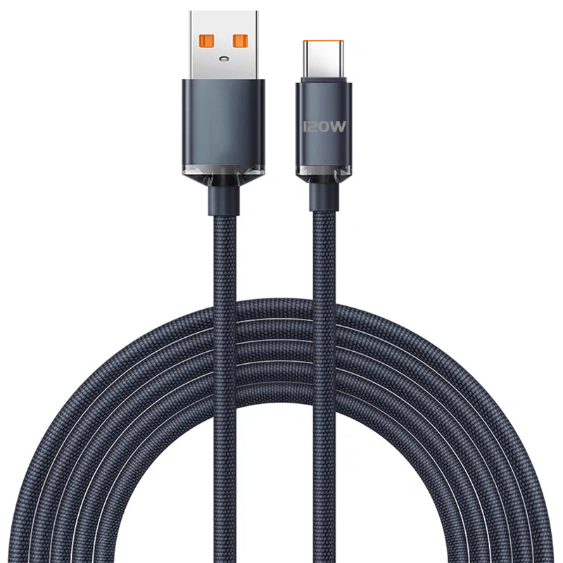 USB-A - USB-C 120W 6A Super Fast Charging kábel 1m, fekete