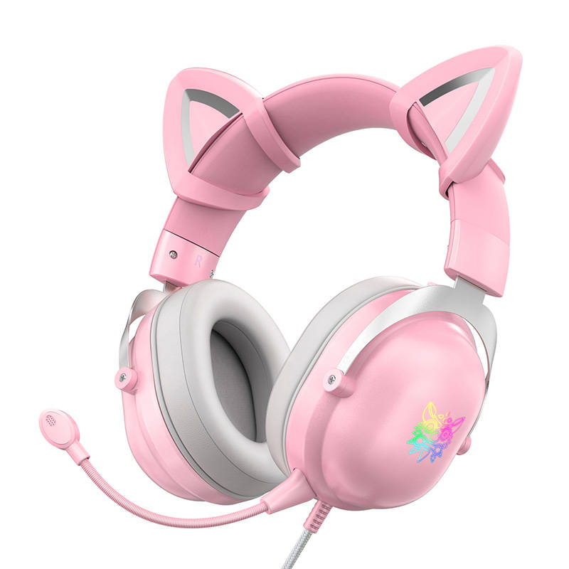 ONIKUMA X11 gaming, gamer fejhallgató rózsaszín RGB