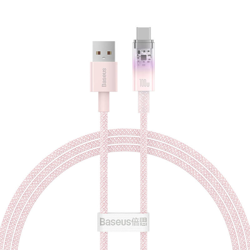 Baseus Quick Charge USB-C gyorstöltő kábel 6A, 1m rózsaszín