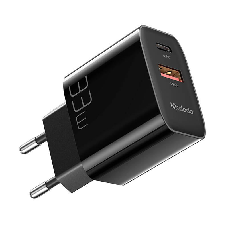 Mcdodo CH-0921 USB-A + USB-C hálózati töltő adapter GaN 33W (fekete)
