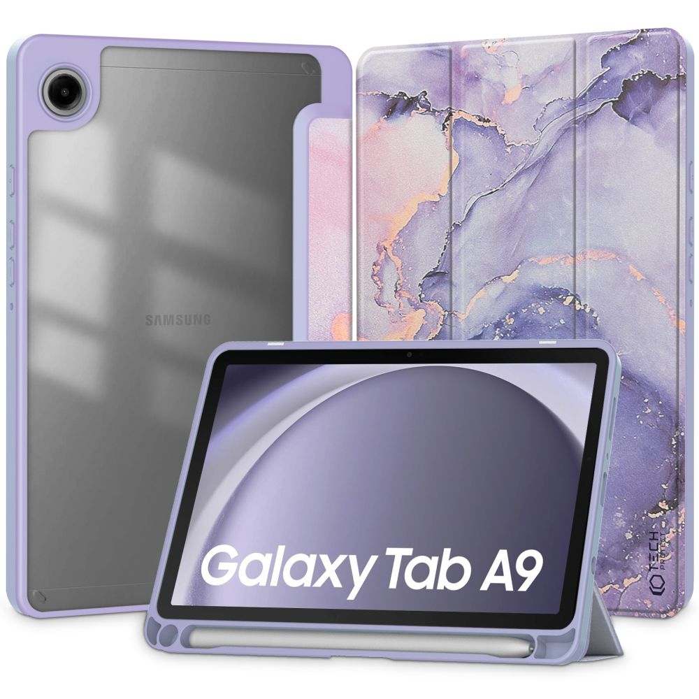 Samsung Galaxy TAB A9 8.7 X110/X115 Tech-Protect SC Pen Hybrid tok lila márványmintás