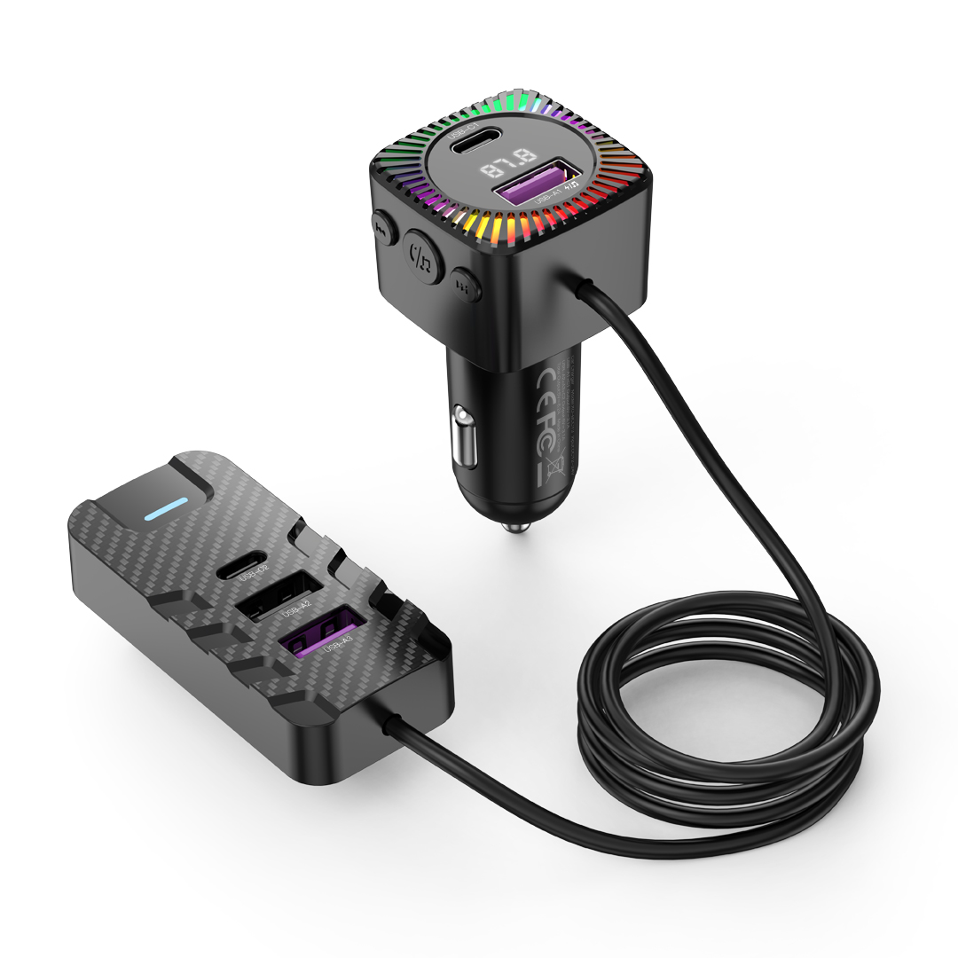 Bluetooth FM Transmitter XO adó BCC13 MP3 autós töltő 6,2A fekete USB-A/USB-C