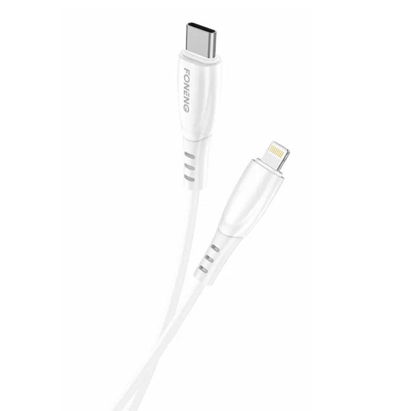 Foneng X75 USB-C - Lightning kábel, 3A, 1m (fehér)