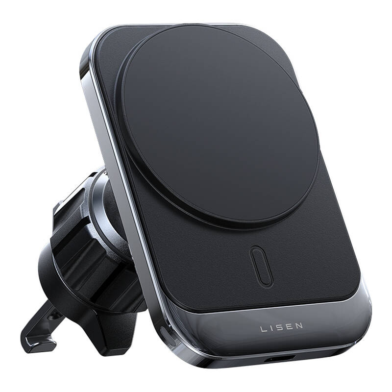 Lisen mágnes autós telefontartó vezeték nélküli töltéssel szellőzőre (fekete) magsafe kompatibilis