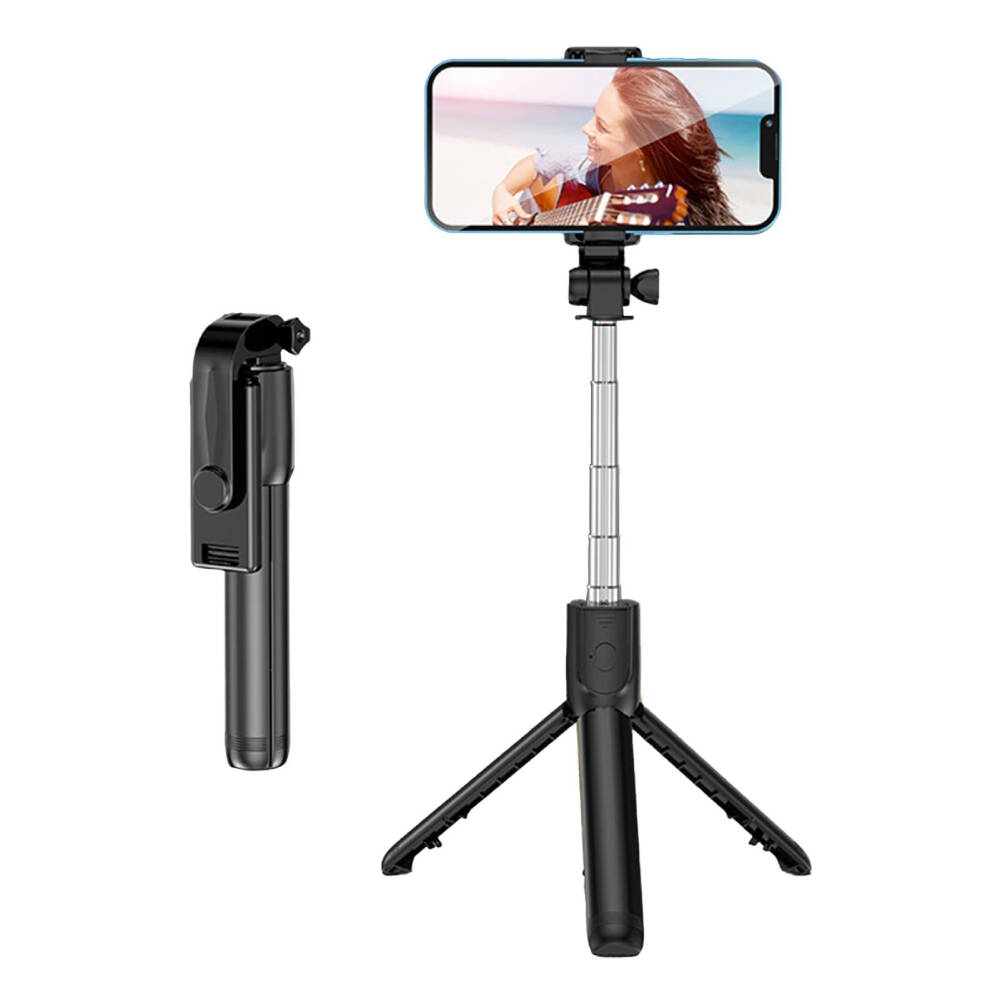 Selfie stick / 2 az 1-ben állvány Bluetooth és távirányítóval, fekete