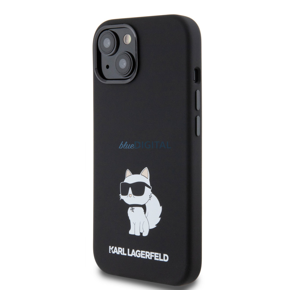 iPhone 15 Karl Lagerfeld Liquid Silicone Choupette NFT tok fekete (KLHCP15SSNCHBCK)