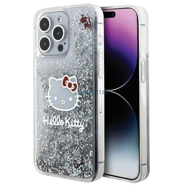 iPhone 15 Pro Max Hello Kitty Liquid Glitter Electroplating tok átlátszó