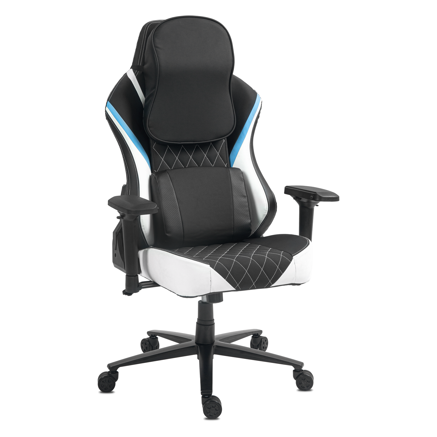 Prémium ergonomikus irodai szék, forgószék, gamer szék fekete-világoskék-fehér (AUS01) (ST-4314)