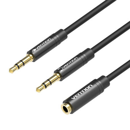 Audio kábel 2x 3.5mm apa - 3.5mm anya Vention BBOBY 0.3m (fekete)
