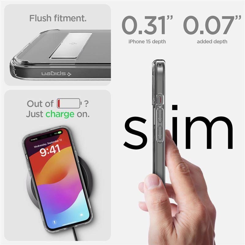 Spigen Ultra Hybrid S MagSafe tok kitámasztóval iPhone 15 - fekete - 5