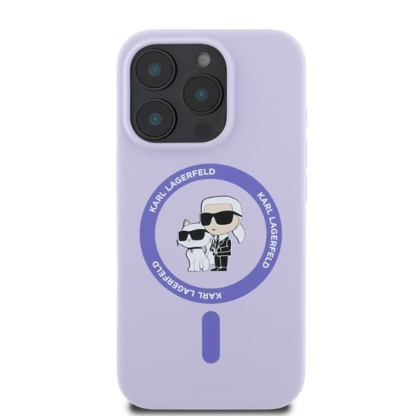  iPhone 15 Pro lila Original Pouch KARL LAGERFELD hardcase Silicone KC Heads Ring MagSafe KLHMP15LSCMKCRHU tok - 8