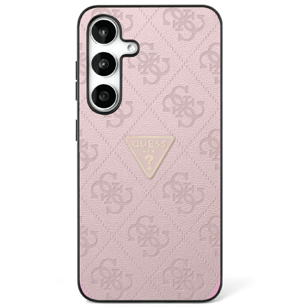 Eredeti Guess Hot Stamp 4G Minta Háromszög Fém Logó pink tok Samsung Galaxy S25-höz
