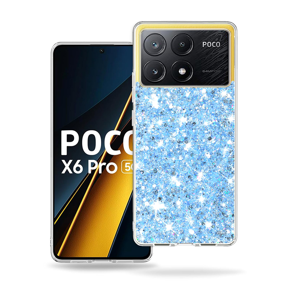  Techsuit - Csillogó Csillám - Xiaomi Poco X6 Pro - Kék tok