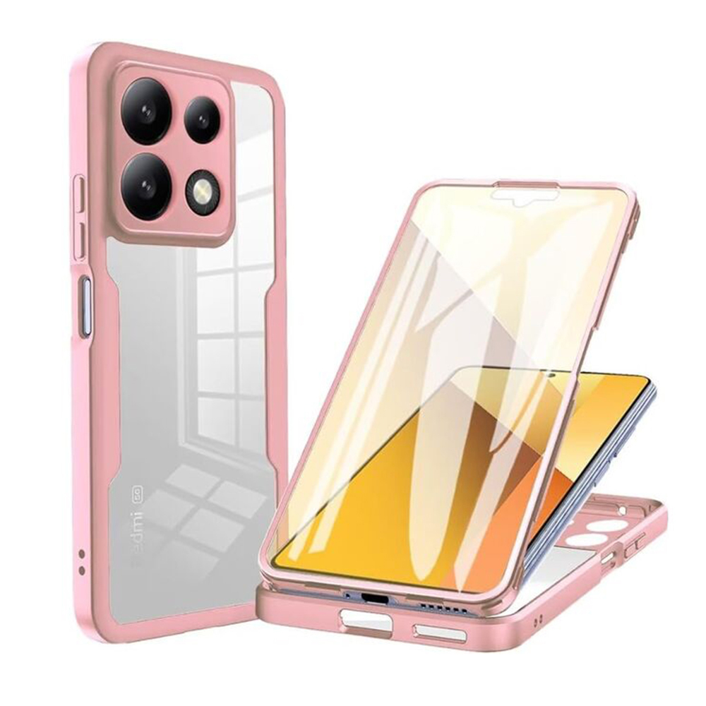  Techsuit - ColorVerse 360 sorozat + Képernyővédő - Xiaomi Poco X6 Pro - Rózsaszín tok