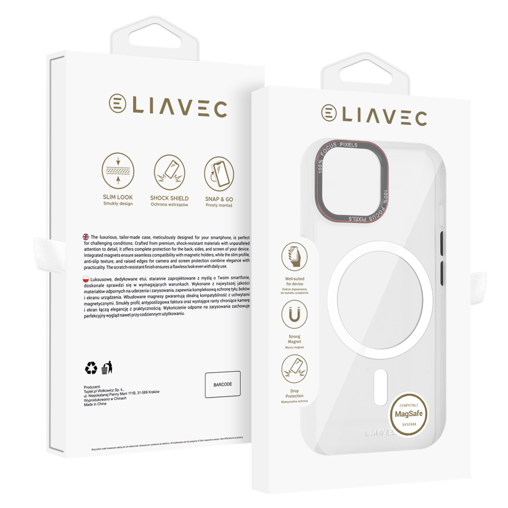 Liavec Hybrid Magsafe Clear iPhone 15 tok