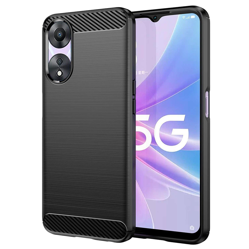 Oppo A58 5G / A78 5G - Techsuit - Szénszálas Szilikon - Fekete tok