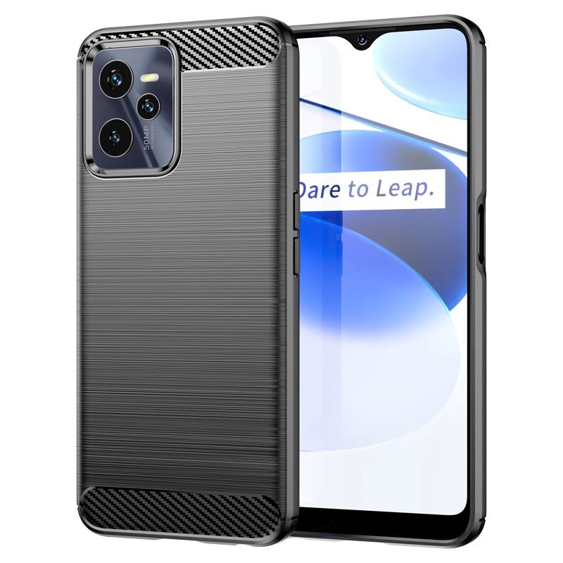 Realme C35 Carbon Case szilikon fliptok fekete