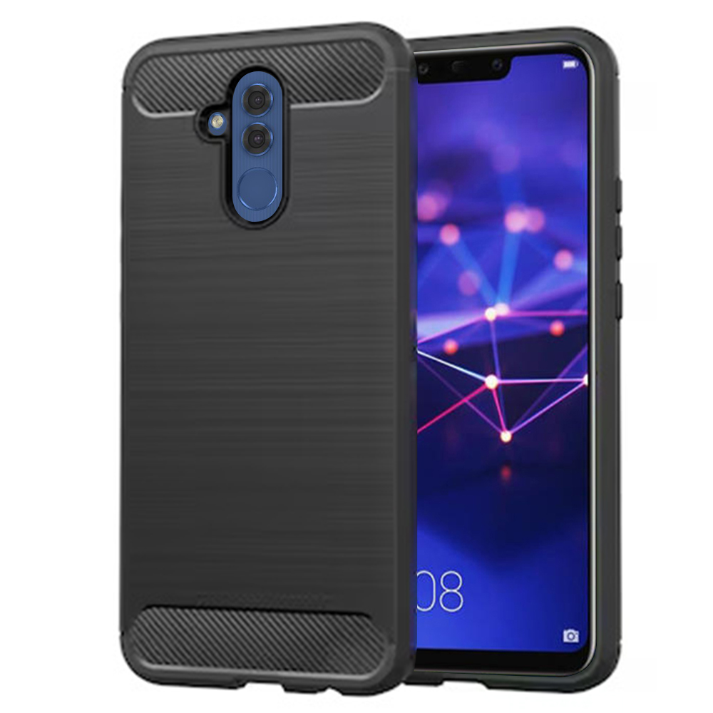 Huawei Mate 20 lite Fekete Techsuit Carbon Silicone tok