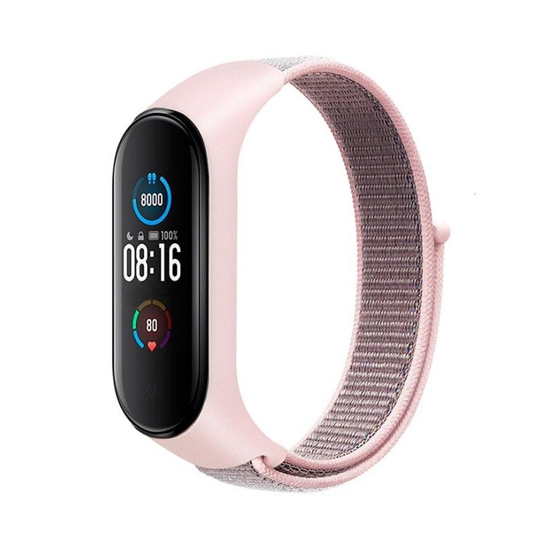 Nylon szíj Xiaomi Mi Band 5 / 6 / 7 rózsaszín