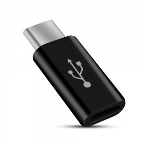Micro USB - Type C(USB-C) csatlakozó adapter fekete színben