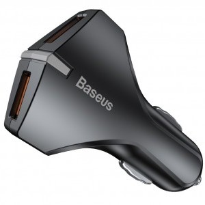 Baseus Rocket szivargyújtós telefontöltő 2 USB 3.0 QC aljzattal fekete színben