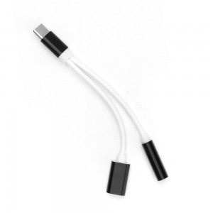 USB Type-C port elosztó 3.5 mm JACK audio/USB-C port fekete adapter