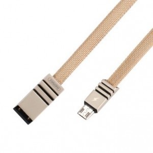 Remax Weave RC-081m USB/micro USB kábel szövet szigeteléssel 1m 2.1A bézs