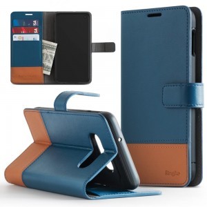 Ringke Wallet 2in1 bőr fliptok kártyatartóval Samsung S10e kék/barna