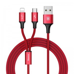 Baseus Rapid 2in1 micro USB/ Lightning kábel 1,2 m 3A piros