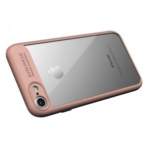 IPAKY Frame áttetsző TPU tok iphone 7/8 pink színű kerettel