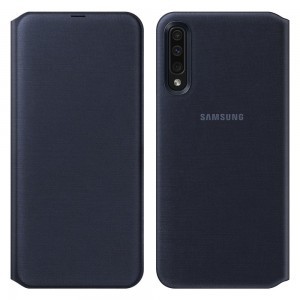 Samsung gyári kártyatartós fliptok Samsung A50 fekete