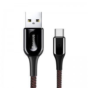 Baseus X-type USB-Type C kábel fény visszajelzéssel 3A/1m fekete