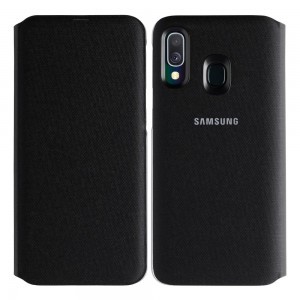 Samsung A40 Samsung Wallet fliptok kártyatartóval fekete