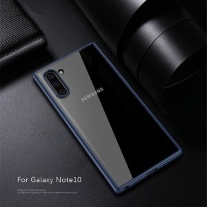 SMD Samsung Galaxy Note 10 Hybrid áttetsző tok kék kerettel, erősített ütésálló kerettel