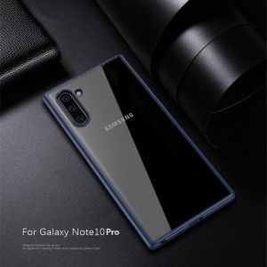 SMD Samsung Galaxy Note 10+ Plus Hybrid áttetsző tok kék kerettel, erősített ütésálló kerettel