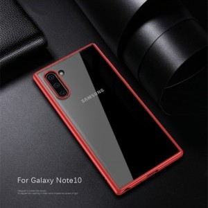 SMD Samsung Galaxy Note 10 Hybrid áttetsző tok piros kerettel, erősített ütésálló kerettel