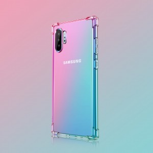 SMD Samsung Galaxy Note 10+ Plus N10-001 tok áttetsző, halványkék-rózsaszín átmentettel, ütésvédelemmel