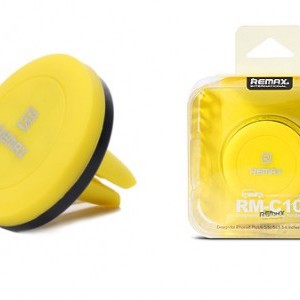 Remax szellőzőre erősíthető mágneses autós telefontartó fekete/sárga