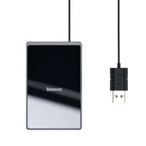Baseus Ultra-thin vezeték nélküli Qi gyorstöltő 15W 100Cm USB kábellel fekete (WX01B-01)
