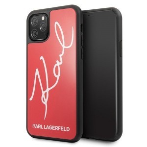 Karl Lagerfeld Signature flitteres keménytok iPhone 11 Pro piros