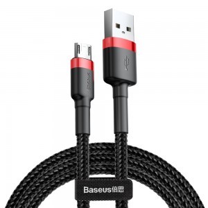 Baseus Cafule Nylon harisnyázott USB/Micro USB kábel QC3.0 1.5A 2m fekete