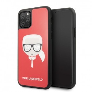 Karl Lagerfeld dupla rétegű flitteres tok iPhone 11 Pro piros