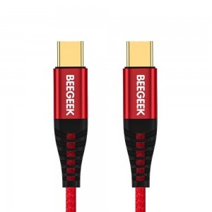 BeeGeek SCAP42-1M USB-C/USB-C (Type-c) 1m piros-fekete töltő kábel