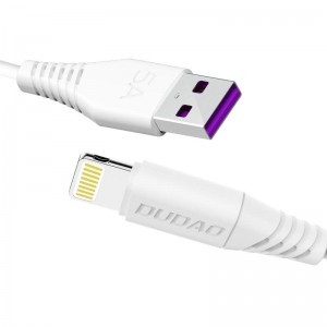 Dudao USB/Lightning adat és gyorstöltőkábel 5A 1m fehér