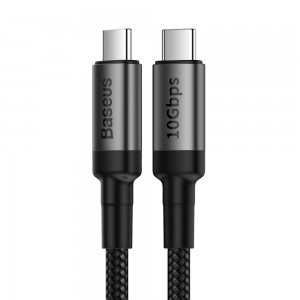 Baseus Cafule Nylon harisnyázott USB-Type C kábel PD PD3.1 100W 20V/5A QC3.0 1m ezüst (CATKLF-SG1)
