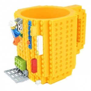 LEGO mintájú 350 ml bögre építőelemmel citromsárga színben