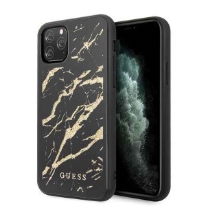 Guess Glitter Marble Glass iPhone 11 Pro tok fekete